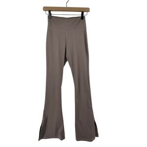 Wilo The Label Size Medium Leggings Taupe Flare Ankle Slits High Waist